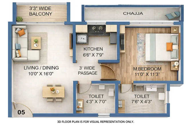 Sai Sun City Taloja - Floor plan 1 BHK 434 Sq.ft