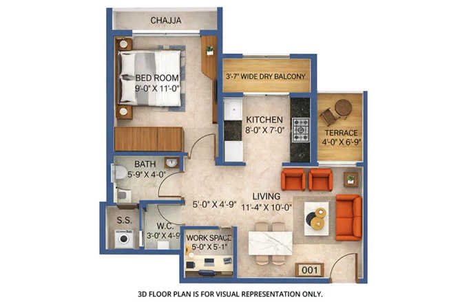 Arihant Aspire Panvel - Floor plan 1 BHK 403 Sq.ft