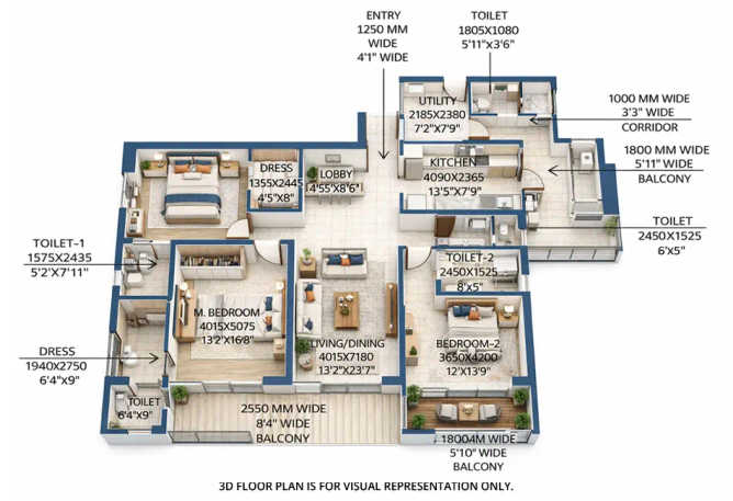 Godrej Miraya Sector 43 - Floor plan 3.5 BHK 2711 Sq.ft