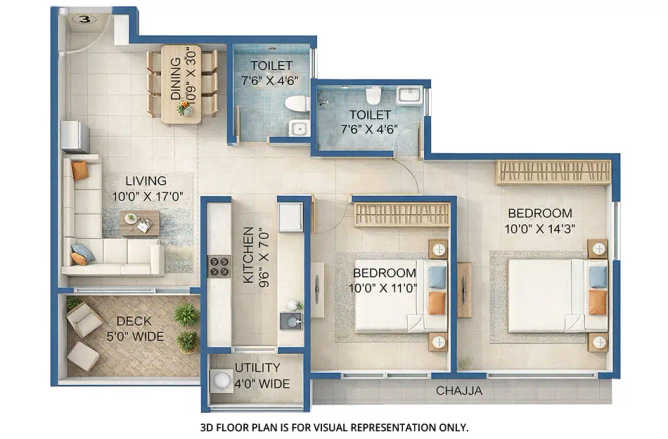 Bhagwati Celestria Airoli - Floor plan 2 BHK 759 Sq.ft