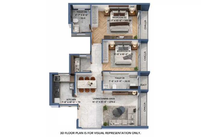 Shreeji Aikyam Kandivali - Floor plan 2 BHK 725 Sq.ft