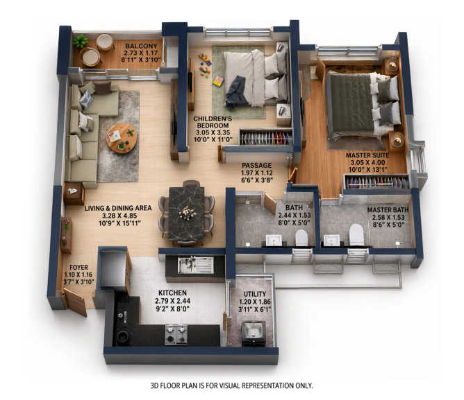 Geras Joy on the Treetops Hinjewadi - Floor plan 2 BHK 753 Sq.ft