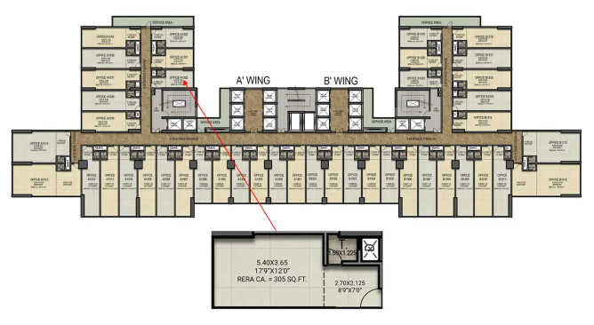 Emperia C2 Turbhe - Floor plan Commercial Office 305 Sq.ft