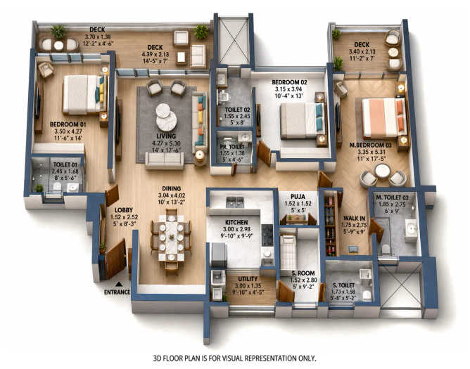 Nyati Elenor Lulla Nagar - Floor plan 3.5 BHK 1798 Sq.ft