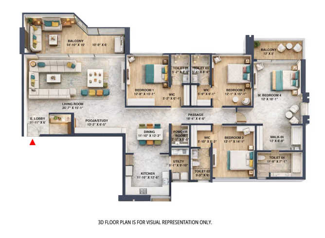 Nyati Emblem Sahakar Nagar - Floor plan 4 BHK 2600 Sq.ft
