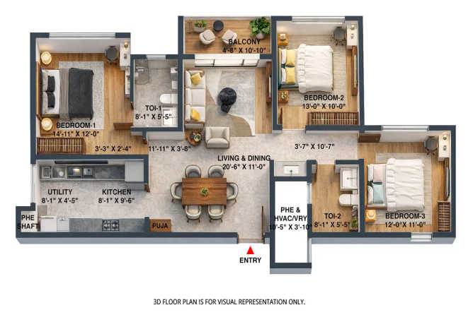 Brigade Altius Sholinganallur - Floor plan 3 BHK 1726 Sq.ft