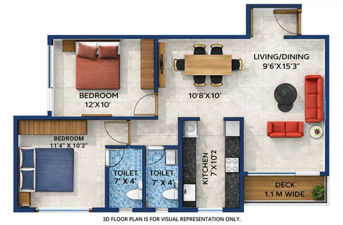 EV 10 Marina Bay Vashi - Floor plan 2 BHK 669 Sq.ft
