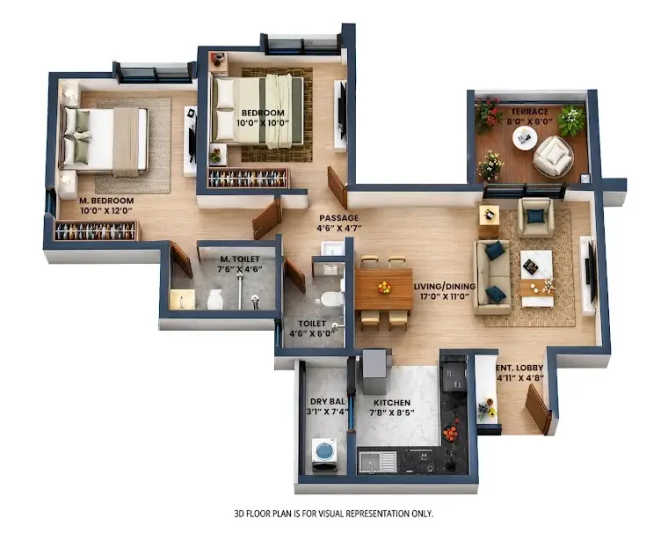 Shapoorji Pallonji Signia Hinjewadi - Floor plan 2 BHK 711 Sq.ft