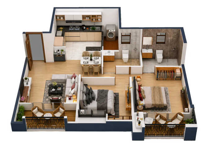 Nyati Equinox Bavdhan - Floor plan 2 BHK 838 Sq.ft
