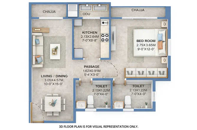 Delta Tricity Aveon City Rabale - Floor plan 1 BHK 441 Sq.ft