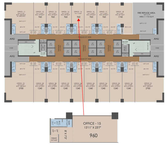Akshar Elevate Vashi - Floor plan Commercial Office 480 Sq.ft