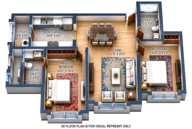 Lodha Bellagio Powai - Floor plan 2 BHK 783 Sq.ft