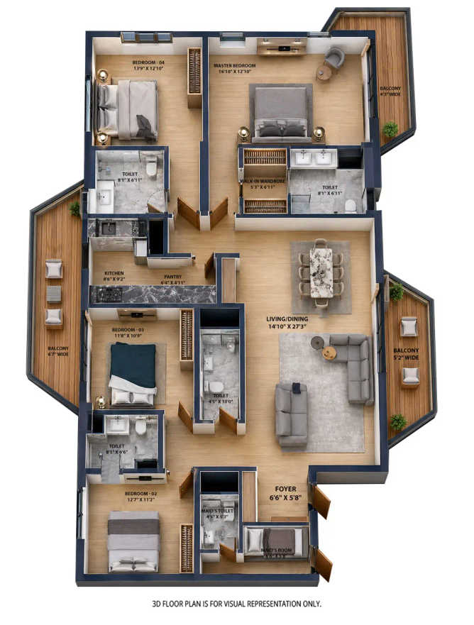 TVS Emerald Cascadia Sudhama Nagar - Floor plan 4 BHK 3079 Sq.ft