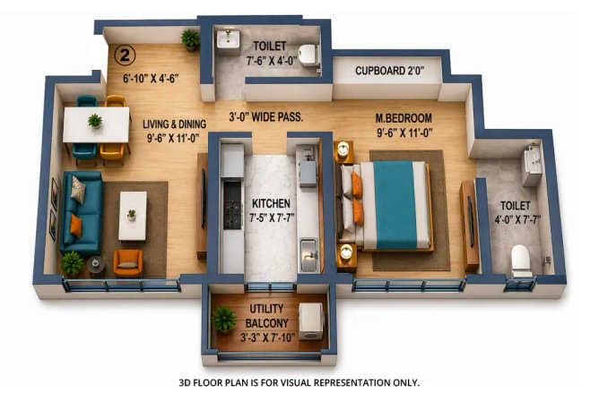 Vihang Avaana Mira Road - Floor plan 1 BHK 453 Sq.ft