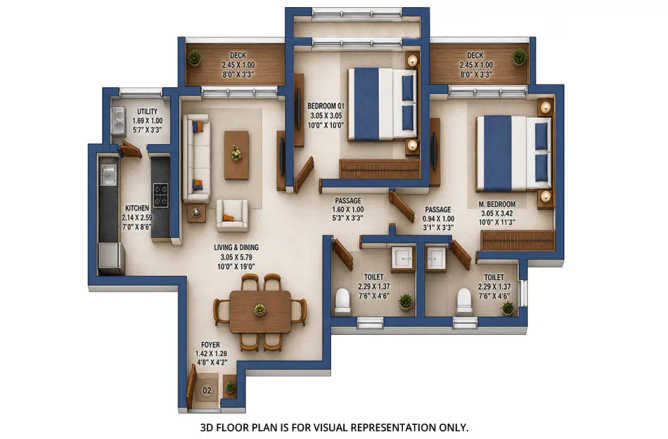 Godrej Green Terraces Panvel - Floor plan 2 BHK 612 Sq.ft