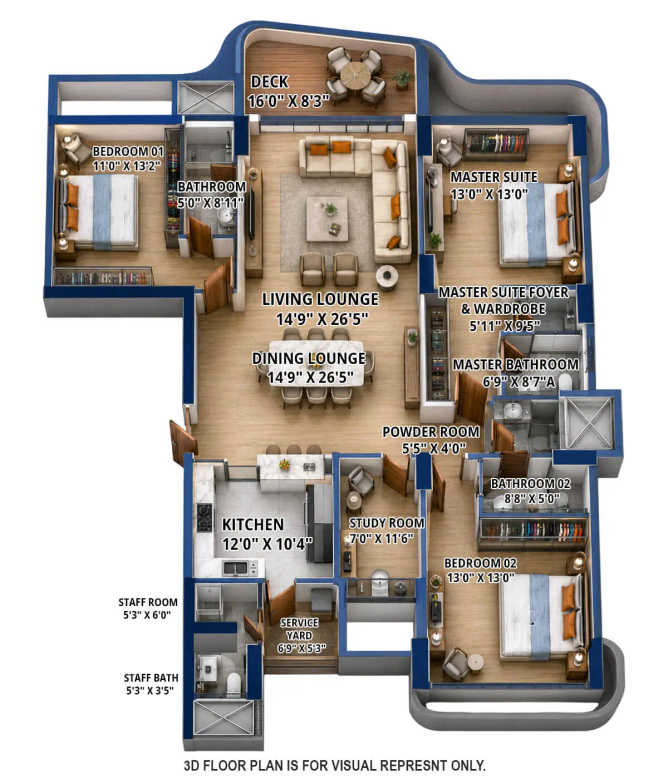 Rustomjee Balmoral Golf Links Chembur - Floor plan 4 BHK 1669 Sq.ft