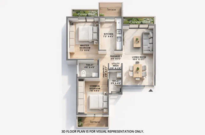 Kaamdhenu Luxuria Dronagiri - Floor plan 2 BHK 456 Sq.ft
