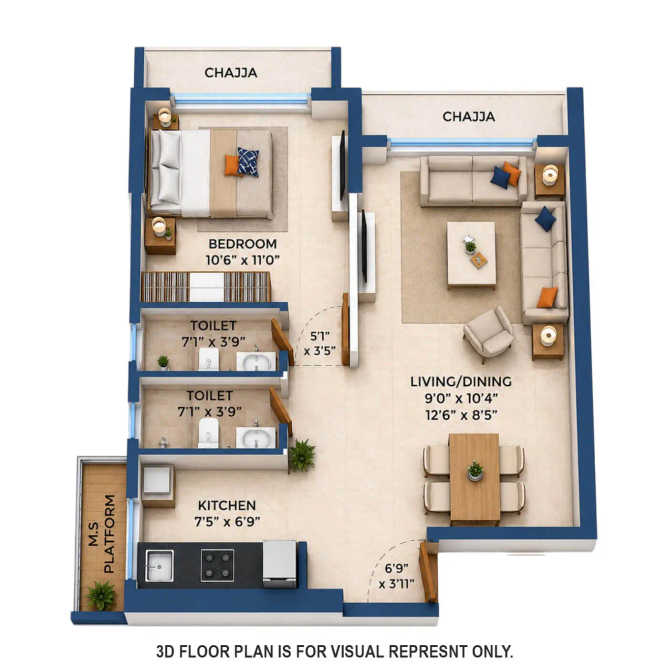 Suraj Park View Dadar - Floor plan 1 BHK 464 Sq.ft