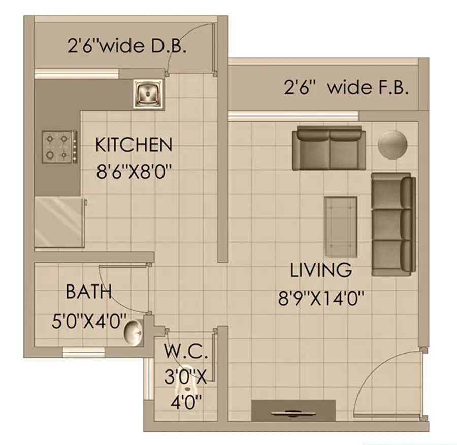 HDIL Paradise City Palghar - 1 RK 335 Sq. Ft