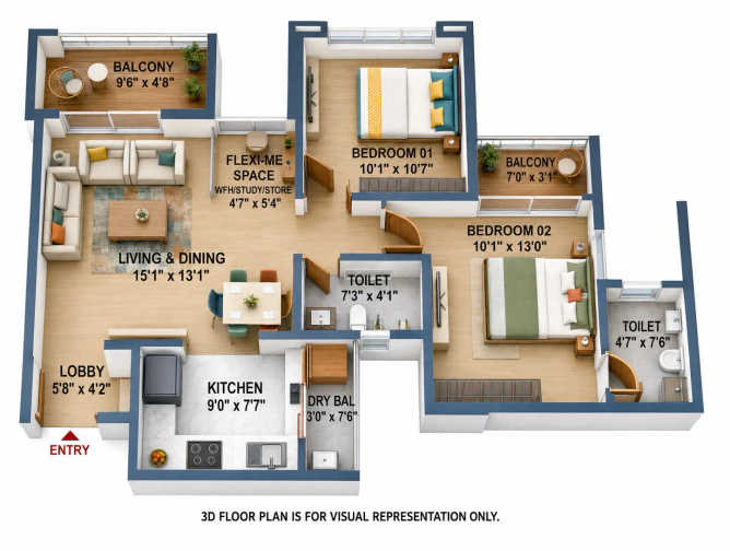 Saheel Landmarc Hinjewadi - Floor plan 2 BHK 734 Sq.ft