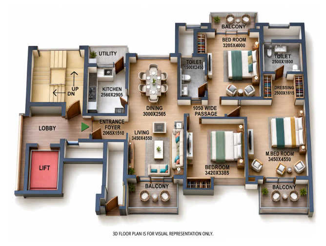 Ats Le Grandiose Sector 150 - Floor plan 3 BHK 1027 Sq.ft