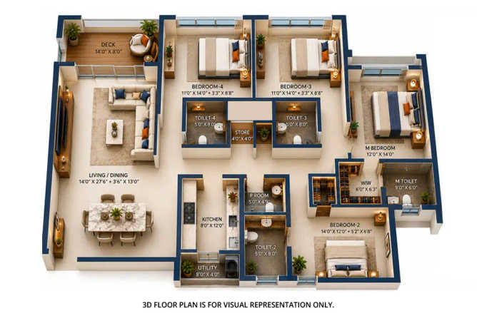 Lodha Woods Kandivali - Floor plan 4 BHK 1934 Sq.ft