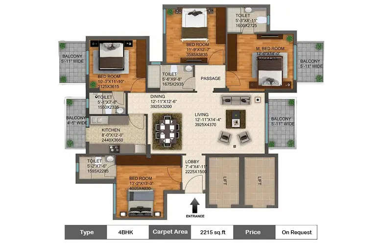 Floor plan for 4 BHK