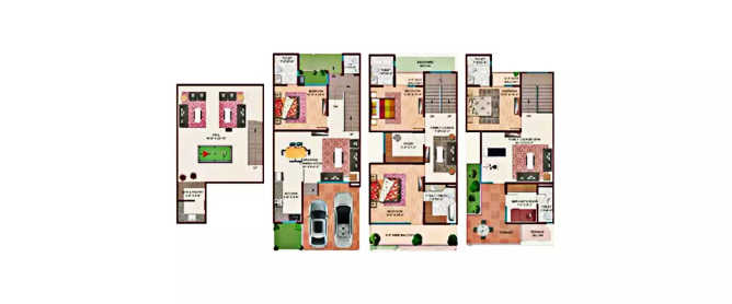 Ajnara Panorama Sector 22A - Floor plan 4 BHK 3085 Sq.ft