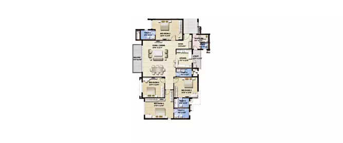 Purva Whitehall Devanahalli - Floor plan 4 BHK 2425 Sq.ft