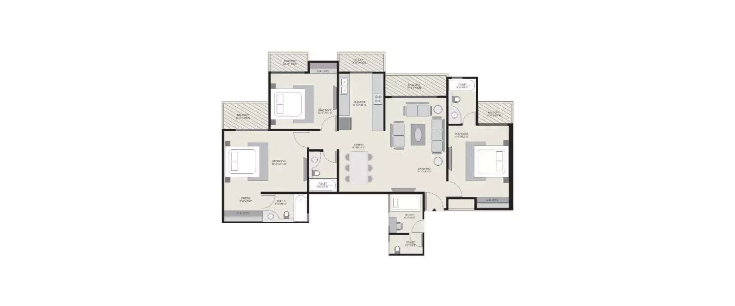 Floor plan for 3.5 BHK