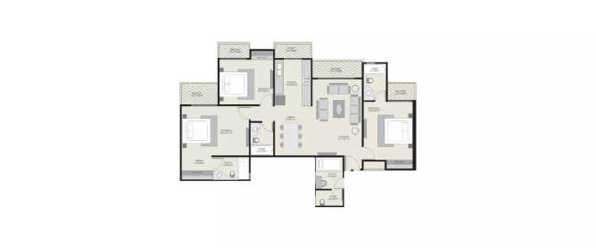 Ajnara Homes121 Sector 16B Greater Noida W - Floor plan 3.5 BHK 1695 Sq.ft
