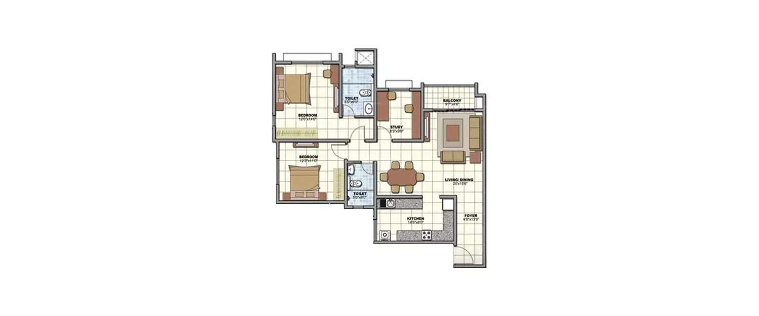 Floor plan for 2.5 BHK