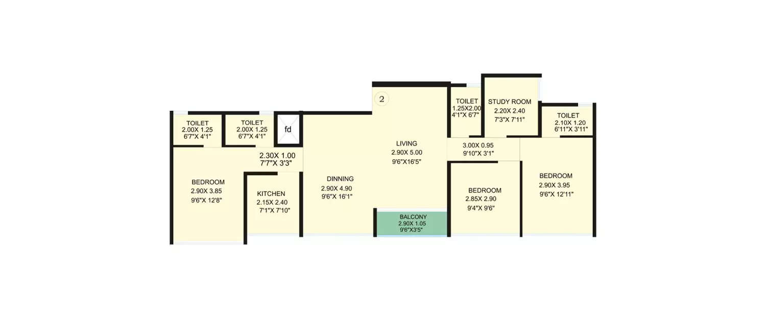 Floor plan for 3.5 BHK