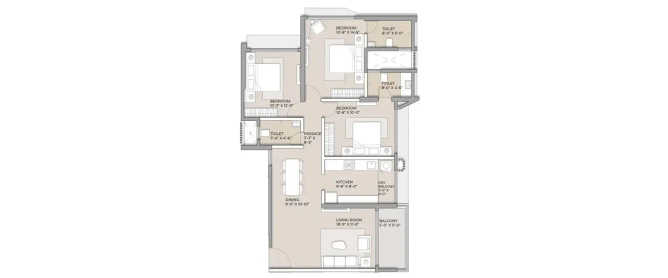 Arkade Aspire Goregaon - Floor plan 3 BHK 1058 Sq.ft