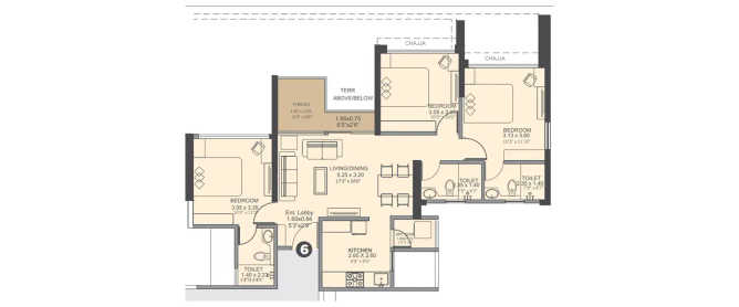VTP Aethereus Mahalunge - Floor plan 3 BHK 650 Sq.ft