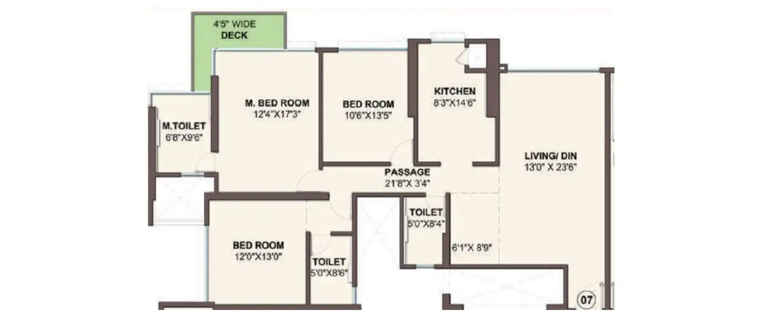 Floor plan for 3.5 BHK