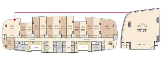 Delta Stellar Nerul - Floor plan Commercial Office 1983 Sq.ft