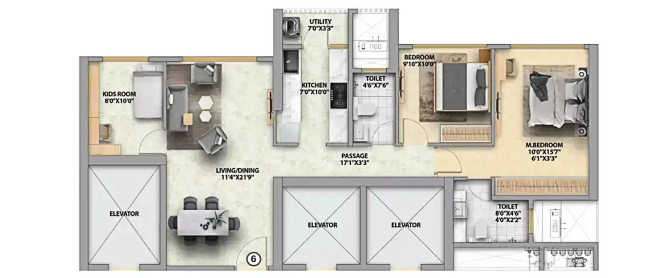 Runwal Bliss Kanjurmarg - Floor plan 2.5 BHK 948 Sq.ft