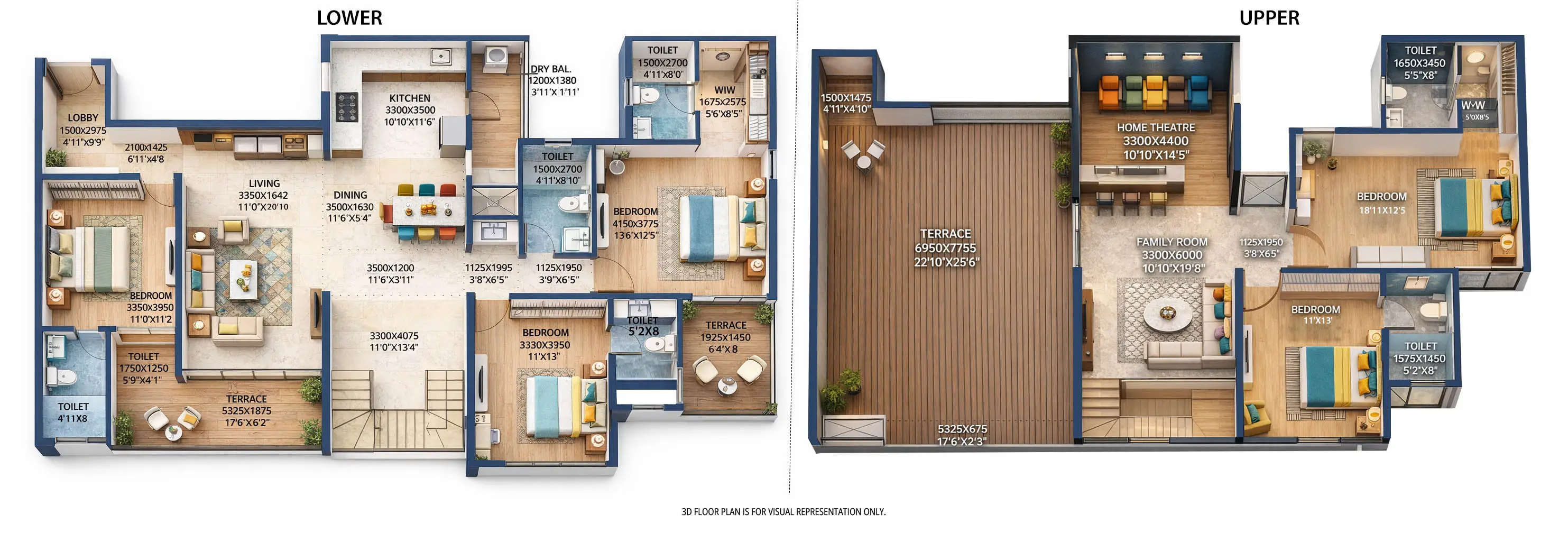 Floor plan for 5 BHK