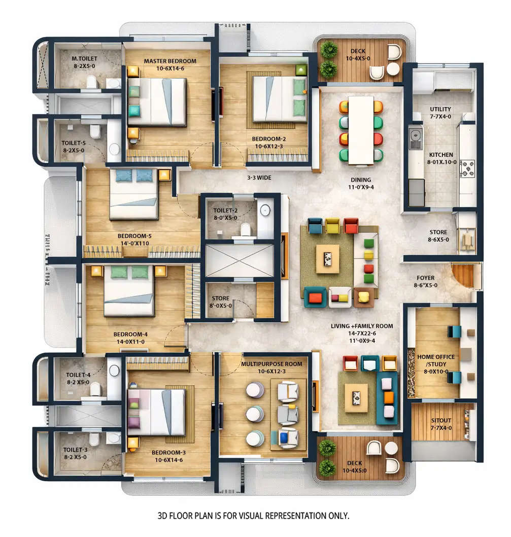 Floor plan for 5.5 BHK