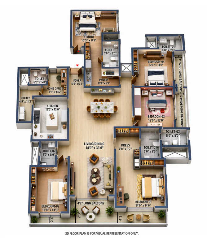 Prestige Raintree Park Varthur - Floor plan 5 BHK 3503 Sq.ft