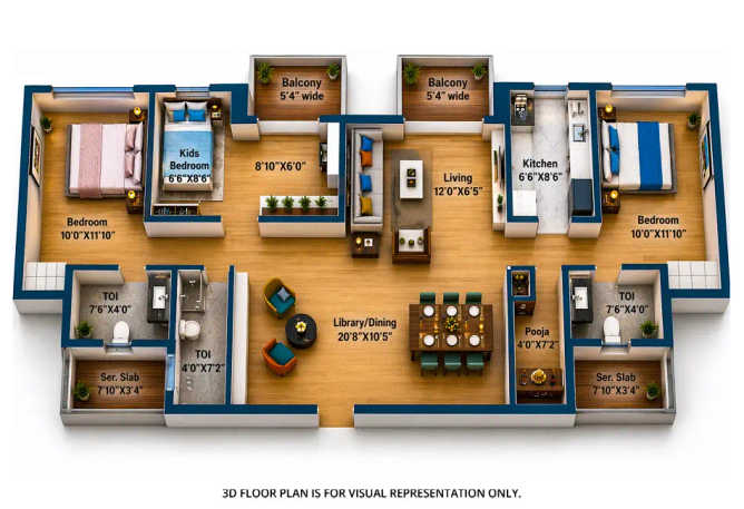 Marathon Nexzone Panvel - Floor plan 3 BHK 927 Sq.ft