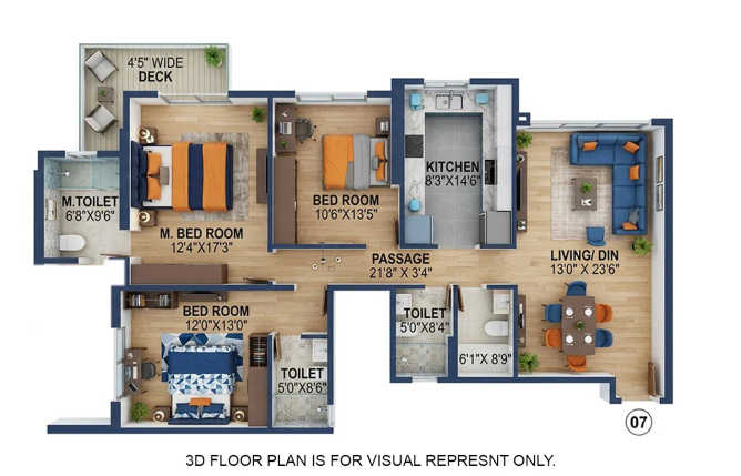Marathon Monte South Byculla - Floor plan 3.5 BHK 1464 Sq.ft