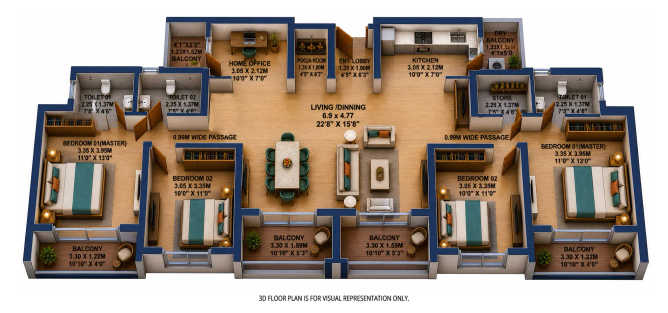 Godrej Park World Hinjewadi - Floor plan 4.5 BHK 1686 Sq.ft