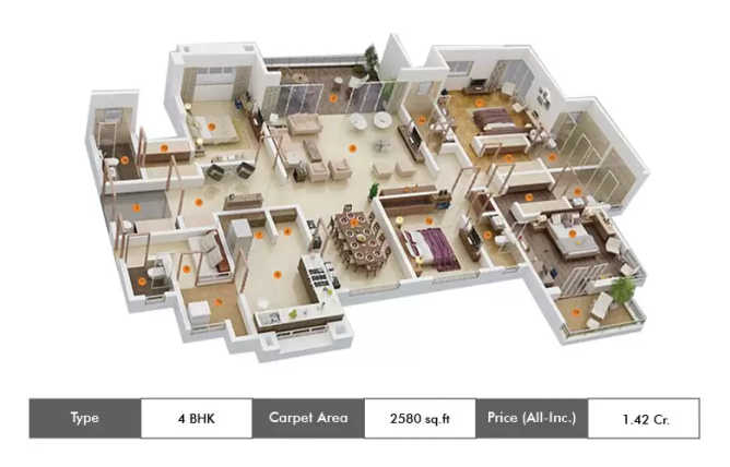 Appaswamy Splendour Thalambur - Floor plan 4 BHK 2580 Sq.ft