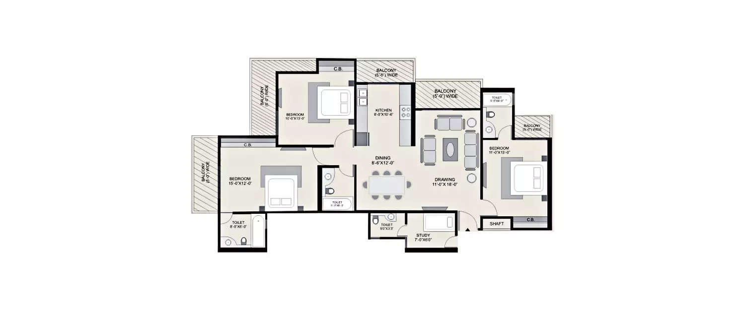 Floor plan for 3.5 BHK