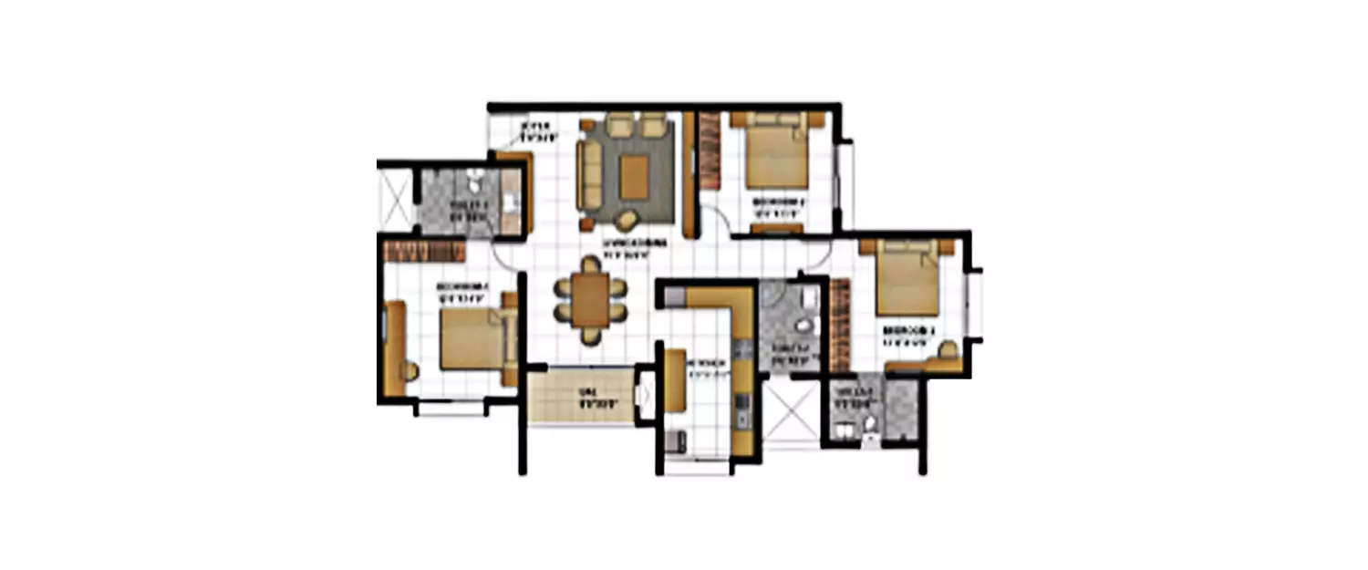 Floor plan for 3 BHK