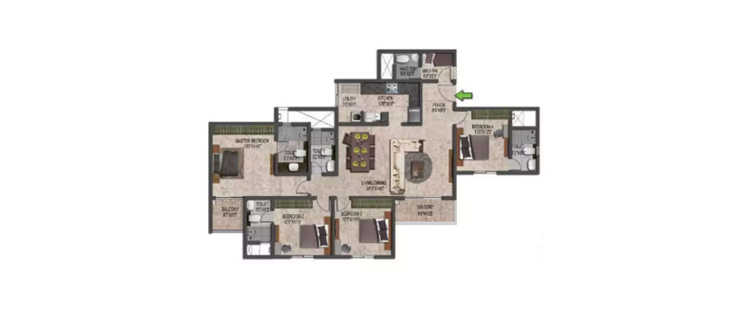 Floor plan for 4 BHK