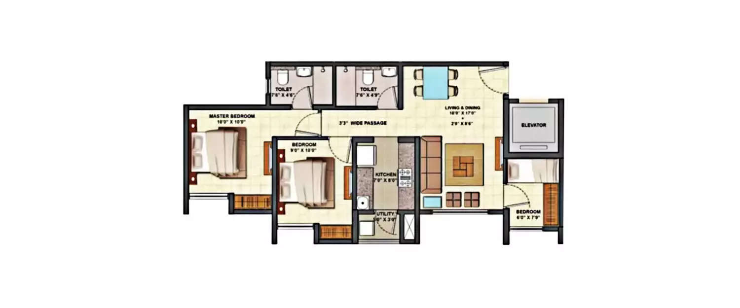 Floor plan for 2.5 BHK