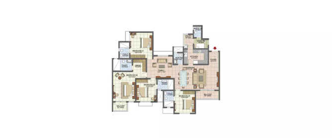 Prestige Song Of The South Yelenahalli - Floor plan 4 BHK 1756 Sq.ft